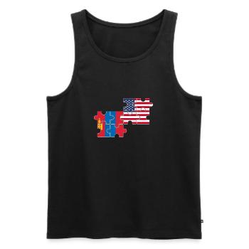 Mongolie USA Drapeau Mongol américain - Débardeur bio Premium Homme - noir - Devant - AI Model Male 178 light (178cm)