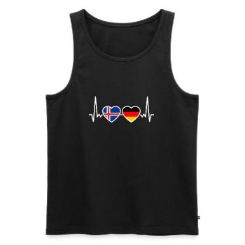 Iceland Germany Heartbeat Flag Icelanders - Men's Premium Organic Tank Top - black - Front - Michal (187cm)