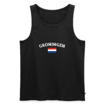 Groningen Netherlands Vintage Flag - Men's Premium Organic Tank Top - black - Front - AI Model Male 178 light (178cm)