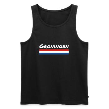 Groningen Netherlands Dutch flag - Men's Premium Organic Tank Top - black - Front - AI Model Male 178 light (178cm)