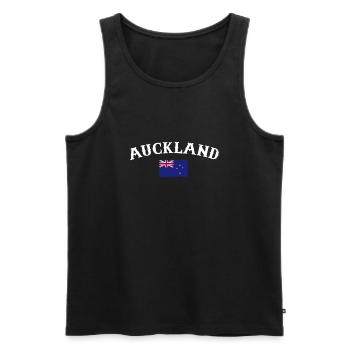Auckland Nouvelle-Zélande Drapeau de la Nouvelle-Zélande - Débardeur bio Premium Homme - noir - Devant - Michal (187cm)
