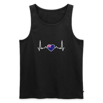 Drapeau Heartbeat de Nouvelle-Zélande Néo-Zélandais - Débardeur bio Premium Homme - noir - Devant - AI Model Male 178 light (178cm)