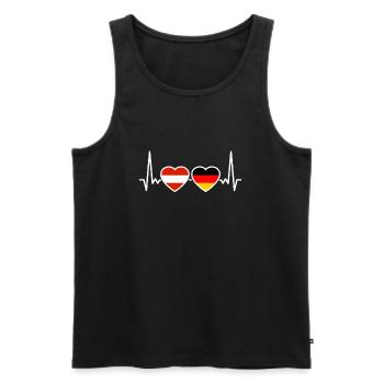 Austria Germany Heartbeat Flag - Men's Premium Organic Tank Top - black - Front - Michal (187cm)