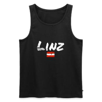 Linz, Austria, Vintage Austrian Flag - Men's Premium Organic Tank Top - black - Front - AI Model Male 178 light (178cm)