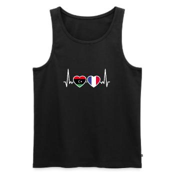 Libya France Heartbeat Flag Libyan - Men's Premium Organic Tank Top - black - Front - AI Model Male 178 light (178cm)