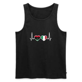 Libya Italy Heartbeat Flag Libyan - Men's Premium Organic Tank Top - black - Front - AI Model Male 178 light (178cm)