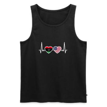 Libya USA Heartbeat Flag American Libyan - Men's Premium Organic Tank Top - black - Front - AI Model Male 178 light (178cm)