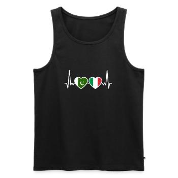 Pakistan Italy Heartbeat Flag Pakistani - Men's Premium Organic Tank Top - black - Front - AI Model Male 178 light (178cm)