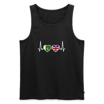 Pakistan UK Heartbeat Flag British Pakistani - Men's Premium Organic Tank Top - black - Front - AI Model Male 178 light (178cm)