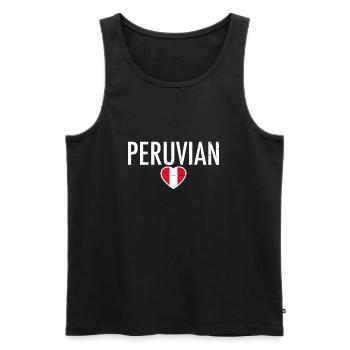 Pérou Pérou coeur Vintage drapeau péruvien - Débardeur bio Premium Homme - noir - Devant - AI Model Male 178 light (178cm)