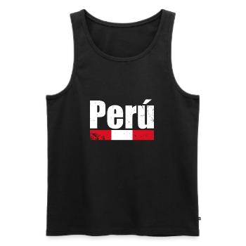 Perú Vintage Peru Peruanische Flagge Peruaner - Männer Premium Bio Tank Top - Schwarz - Vorne - AI Model Male 178 light (178cm)