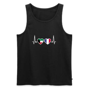 Kuwait France Vintage Heartbeat Flag - Men's Premium Organic Tank Top - black - Front - AI Model Male 178 light (178cm)