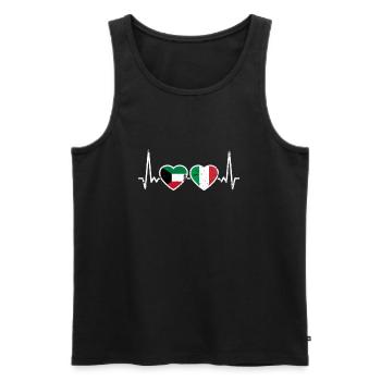 Kuwait Italien Vintage Herzschlag Flagge Kuwaiter - Männer Premium Bio Tank Top - Schwarz - Vorne - AI Model Male 178 light (178cm)