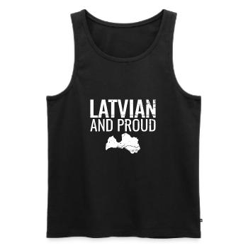 Latvian And Proud Vintage Latvia Map - Men's Premium Organic Tank Top - black - Front - AI Model Male 178 light (178cm)