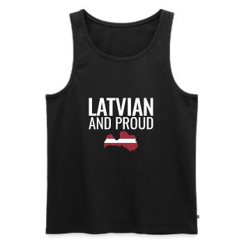 Latvian And Proud Latvia Map Latvian Flag - Men's Premium Organic Tank Top - black - Front - AI Model Male 178 light (178cm)