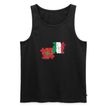Maroc Italie Vintage Drapeau Marocain - Débardeur bio Premium Homme - noir - Devant - AI Model Male 178 light (178cm)