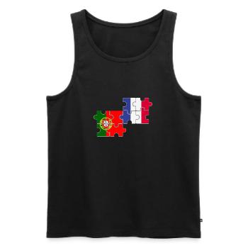 Portugal France Drapeau Français Portugais - Débardeur bio Premium Homme - noir - Devant - Michal (187cm)