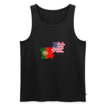 Portugal États-Unis Drapeau Américain Portugais - Débardeur bio Premium Homme - noir - Devant - Michal (187cm)
