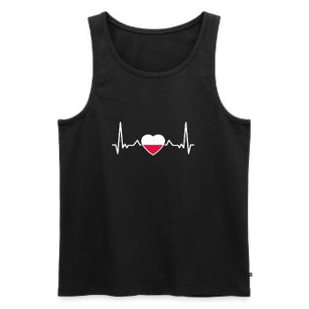 Pologne Heartbeat Drapeau Polonais Mât - Débardeur bio Premium Homme - noir - Devant - Michal (187cm)