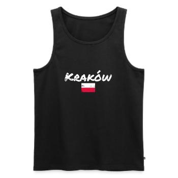 Cracovie Vintage Pologne polonais drapeau mât - Débardeur bio Premium Homme - noir - Devant - Michal (187cm)