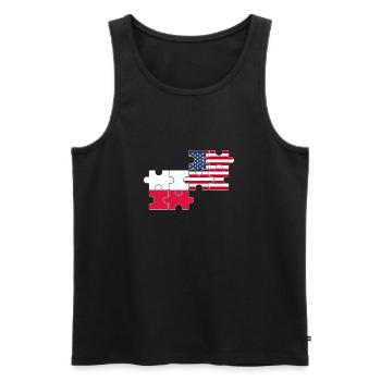 Pologne USA Drapeau Américain Polonais - Débardeur bio Premium Homme - noir - Devant - Michal (187cm)