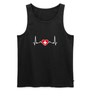 Suisse Heartbeat Drapeau Suisse Suisse - Débardeur bio Premium Homme - noir - Devant - Michal (187cm)