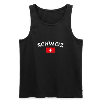 Switzerland Vintage Swiss Flag Swiss - Men's Premium Organic Tank Top - black - Front - AI Model Male 178 light (178cm)