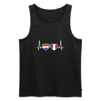 Paraguay France Vintage Heartbeat drapeau - Débardeur bio Premium Homme - noir - Devant - AI Model Male 178 light (178cm)