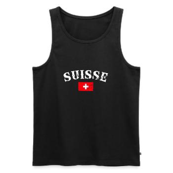 Suisse Vintage Suisse Drapeau suisse - Débardeur bio Premium Homme - noir - Devant - AI Model Male 178 light (178cm)