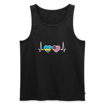 Rwanda USA Vintage Herzschlag Flagge Ruandisch - Männer Premium Bio Tank Top - Schwarz - Vorne - AI Model Male 178 light (178cm)