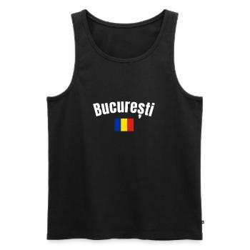 Bucuresti Romanian Flag Romanian - Men's Premium Organic Tank Top - black - Front - AI Model Male 178 light (178cm)