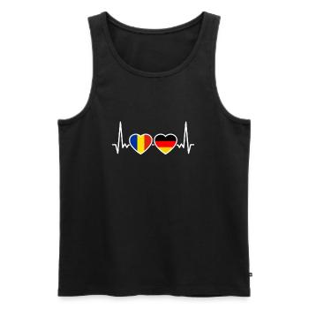 Romania Germany Heartbeat Flag Romanian - Men's Premium Organic Tank Top - black - Front - AI Model Male 178 light (178cm)