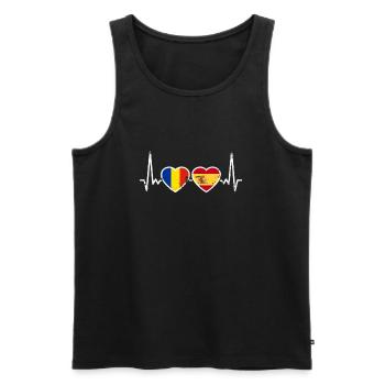 Romania Spain Vintage Heartbeat Flag Romanian - Men's Premium Organic Tank Top - black - Front - AI Model Male 178 light (178cm)