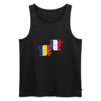 Romania France Flag French Romanian - Men's Premium Organic Tank Top - black - Front - AI Model Male 178 light (178cm)
