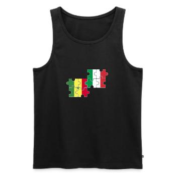 Sénégal Italie Drapeau Italiens Sénégalais - Débardeur bio Premium Homme - noir - Devant - AI Model Male 178 light (178cm)