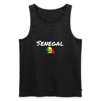 Sénégal Vintage Carte Drapeau Sénégalais - Débardeur bio Premium Homme - noir - Devant - AI Model Male 178 light (178cm)