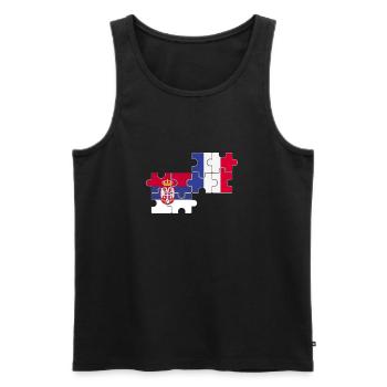 Serbia, France, flag, French, Serb - Men's Premium Organic Tank Top - black - Front - AI Model Male 178 light (178cm)