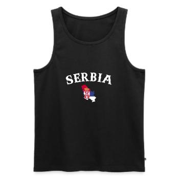 Serbie Carte Serbie Drapeau serbe Serbie - Débardeur bio Premium Homme - noir - Devant - AI Model Male 178 light (178cm)