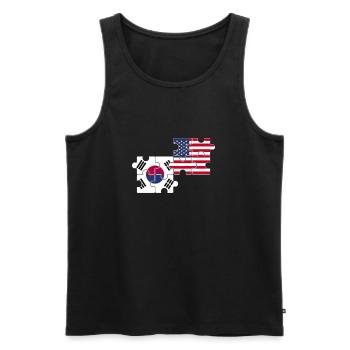 Corée du Sud, États-Unis, drapeau, Américain, Coréen - Débardeur bio Premium Homme - noir - Devant - Michal (187cm)