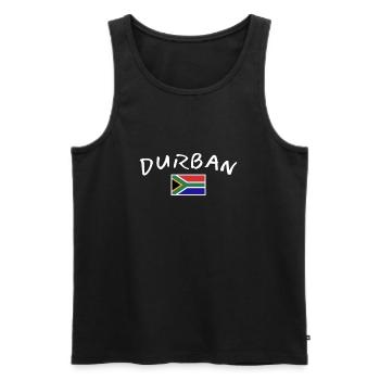 Durban, South Africa, South African Flag - Men's Premium Organic Tank Top - black - Front - AI Model Male 178 light (178cm)