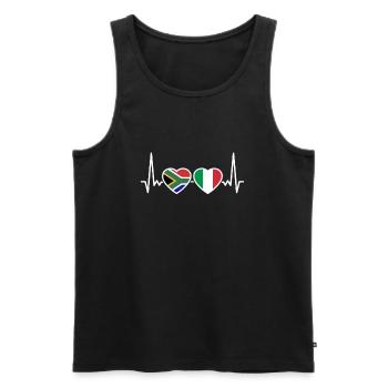 Afrique du Sud Italie Heartbeat Flag Afrique du Sud - Débardeur bio Premium Homme - noir - Devant - Michal (187cm)