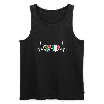 South Africa Italy Heartbeat Flag South African - Men's Premium Organic Tank Top - black - Front - Michal (187cm)