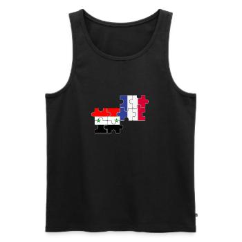 Syrie, France, drapeau, Français, Syriens - Débardeur bio Premium Homme - noir - Devant - AI Model Male 178 light (178cm)