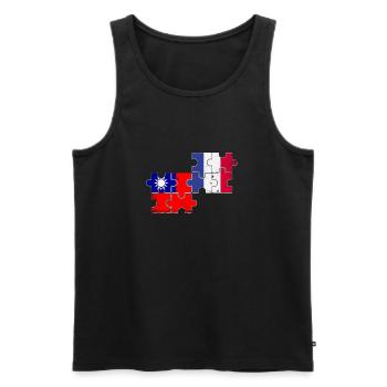 Taïwan France Vintage drapeau Français taïwanais - Débardeur bio Premium Homme - noir - Devant - AI Model Male 178 light (178cm)