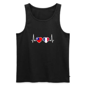 Taïwan France Vintage Heartbeat drapeau - Débardeur bio Premium Homme - noir - Devant - AI Model Male 178 light (178cm)