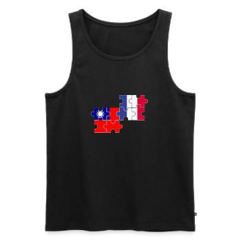 Taïwan France Drapeau Français Taïwanais - Débardeur bio Premium Homme - noir - Devant - AI Model Male 178 light (178cm)