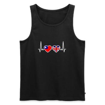 Taiwan UK Heartbeat Flag British Taiwanese - Men's Premium Organic Tank Top - black - Front - Michal (187cm)