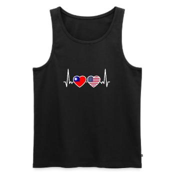 Taïwan États-Unis Heartbeat Flag Américain Taïwanais - Débardeur bio Premium Homme - noir - Devant - AI Model Male 178 light (178cm)
