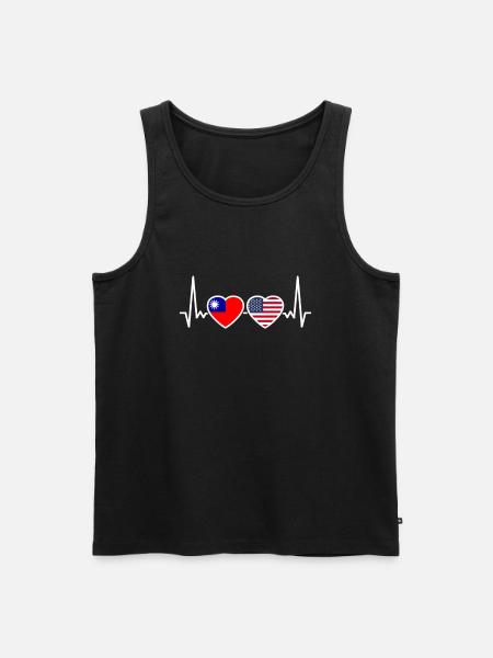 Taiwan USA Herzschlag Flagge Amerikaner Taiwaner - Männer Premium Bio Tank Top - Schwarz