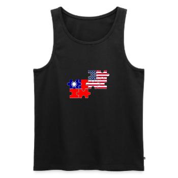 Taïwan USA Drapeau Américain Taïwanais - Débardeur bio Premium Homme - noir - Devant - AI Model Male 178 light (178cm)